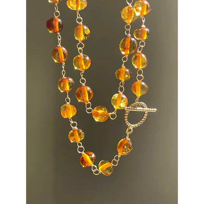 Superb Antique Natural Faceted Baltic Amber Necklace 26